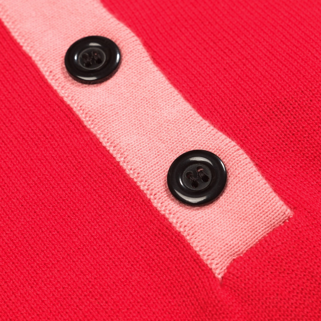 Women's red vintage striped polo knitwear