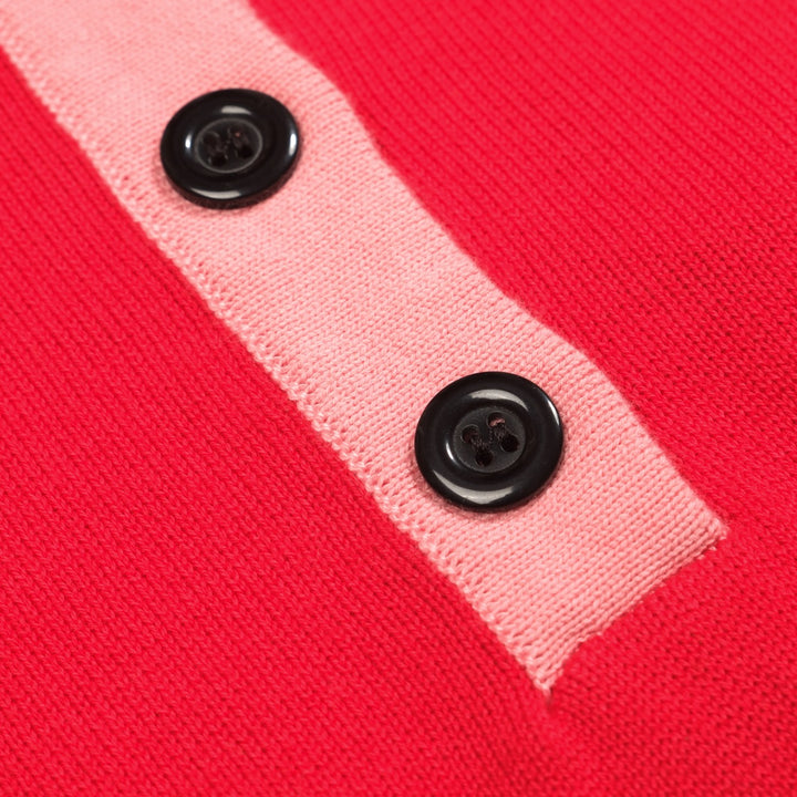 Women's red vintage striped polo knitwear