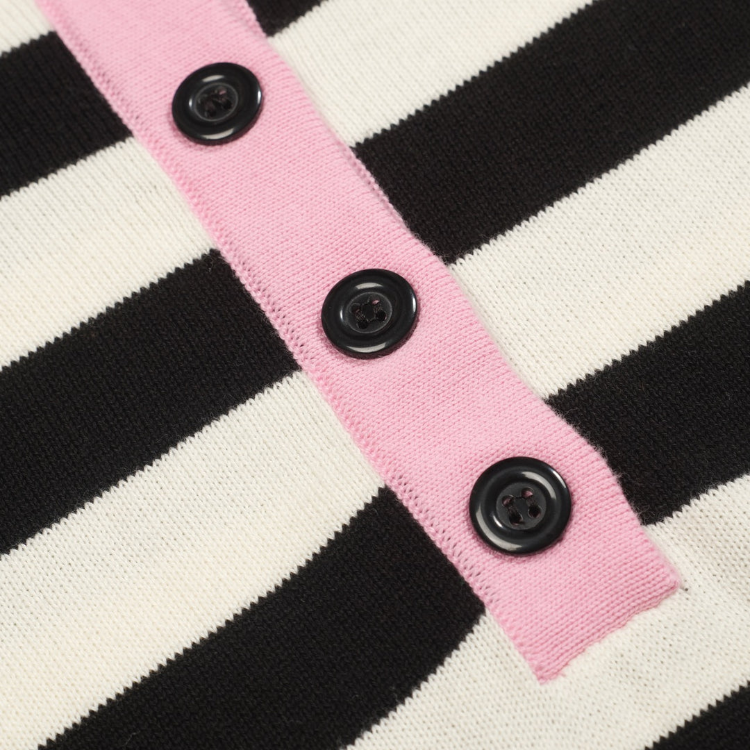 Women's black stripes vintage collage knitwear