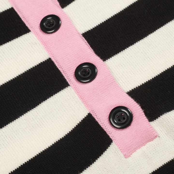 Women's black stripes vintage collage knitwear