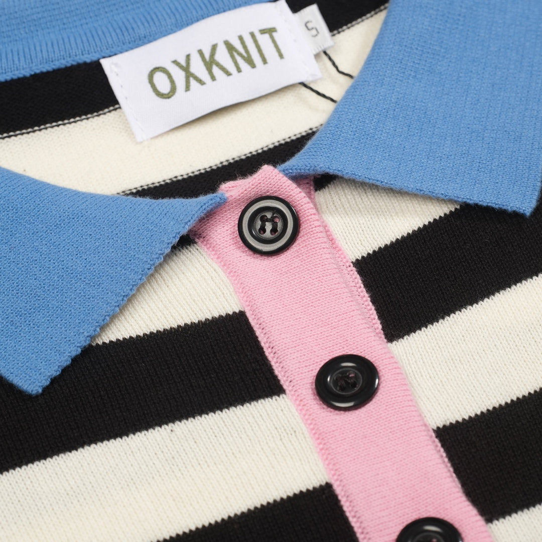 Women's black stripes vintage collage knitwear