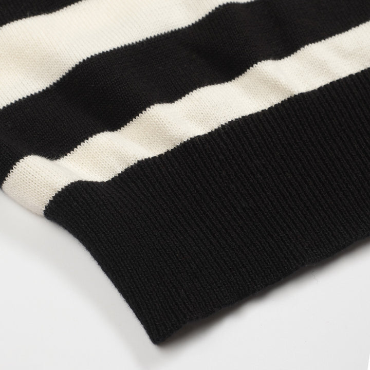Women's black stripes vintage collage knitwear