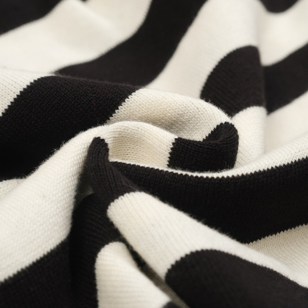 Women's black stripes vintage collage knitwear