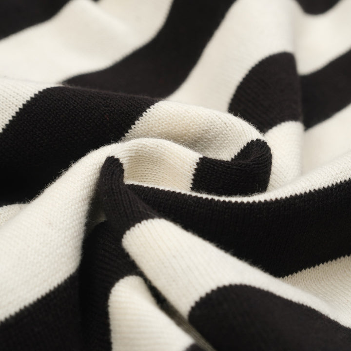 Women's black stripes vintage collage knitwear