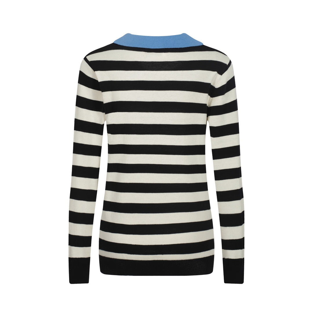 Women's black stripes vintage collage knitwear