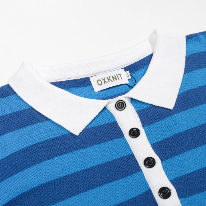 Women's blue striped vintage collage knitwear