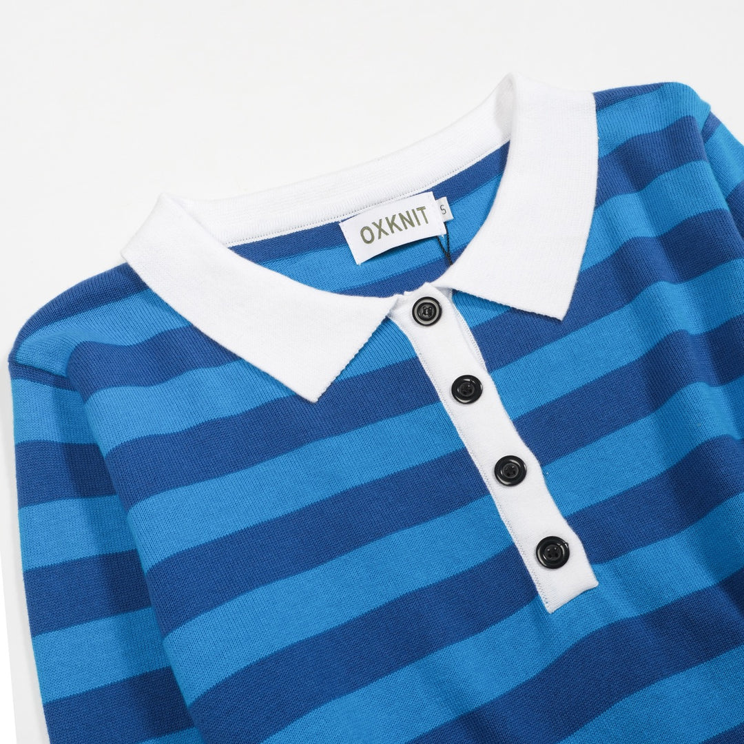 Women's blue striped vintage collage knitwear