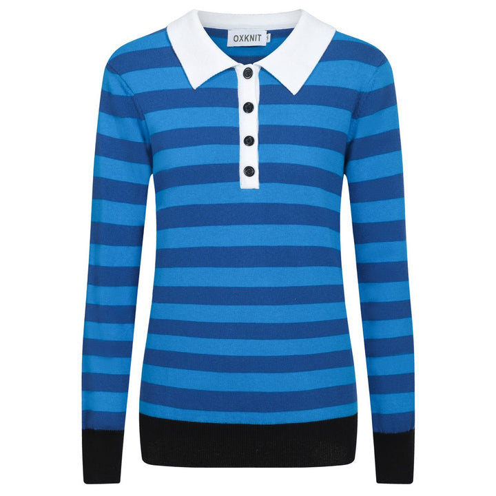 Women's blue striped vintage collage knitwear