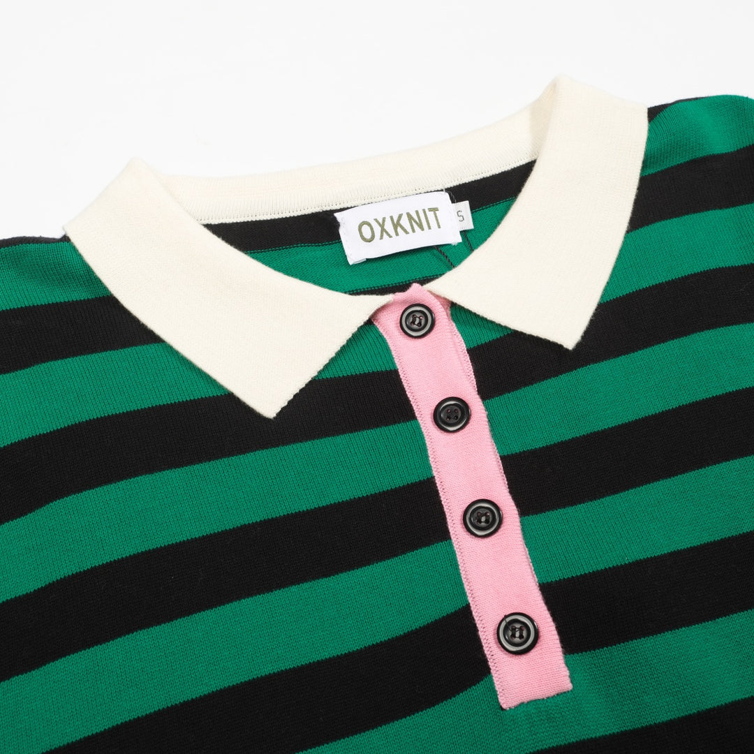 Women's green striped vintage collage knitwear