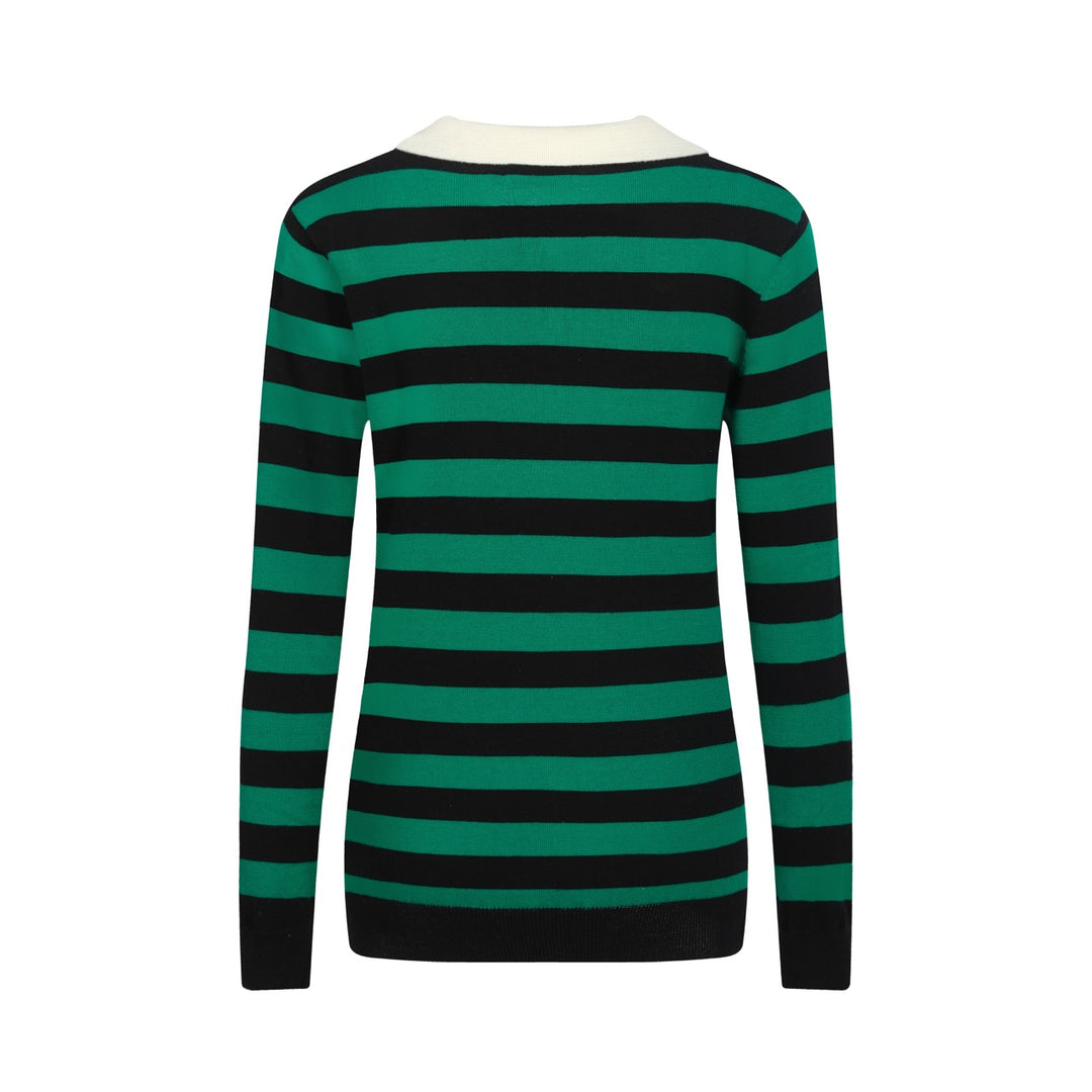 Women's green striped vintage collage knitwear