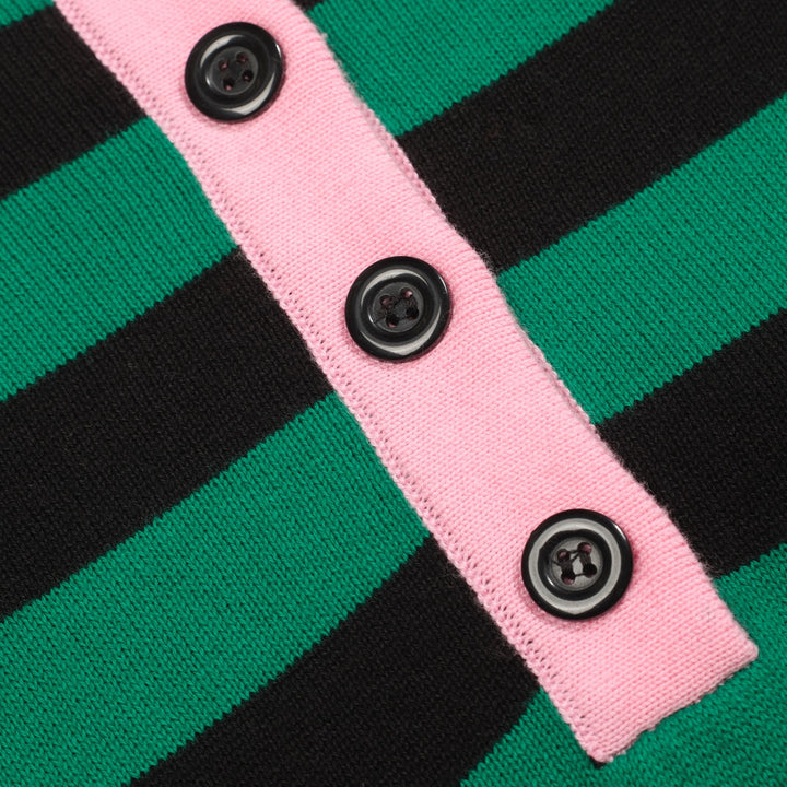 Women's green striped vintage collage knitwear