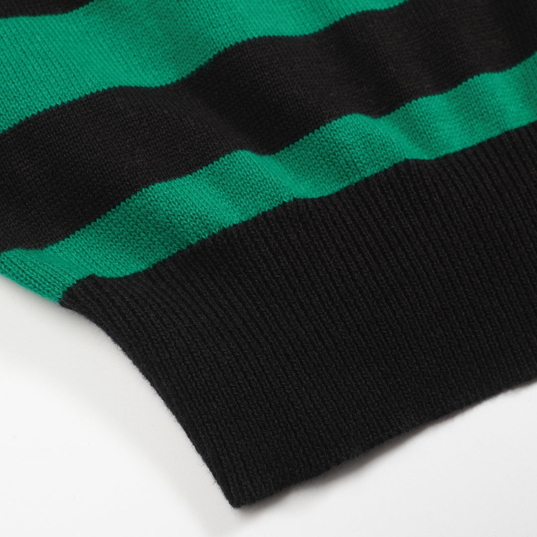 Women's green striped vintage collage knitwear