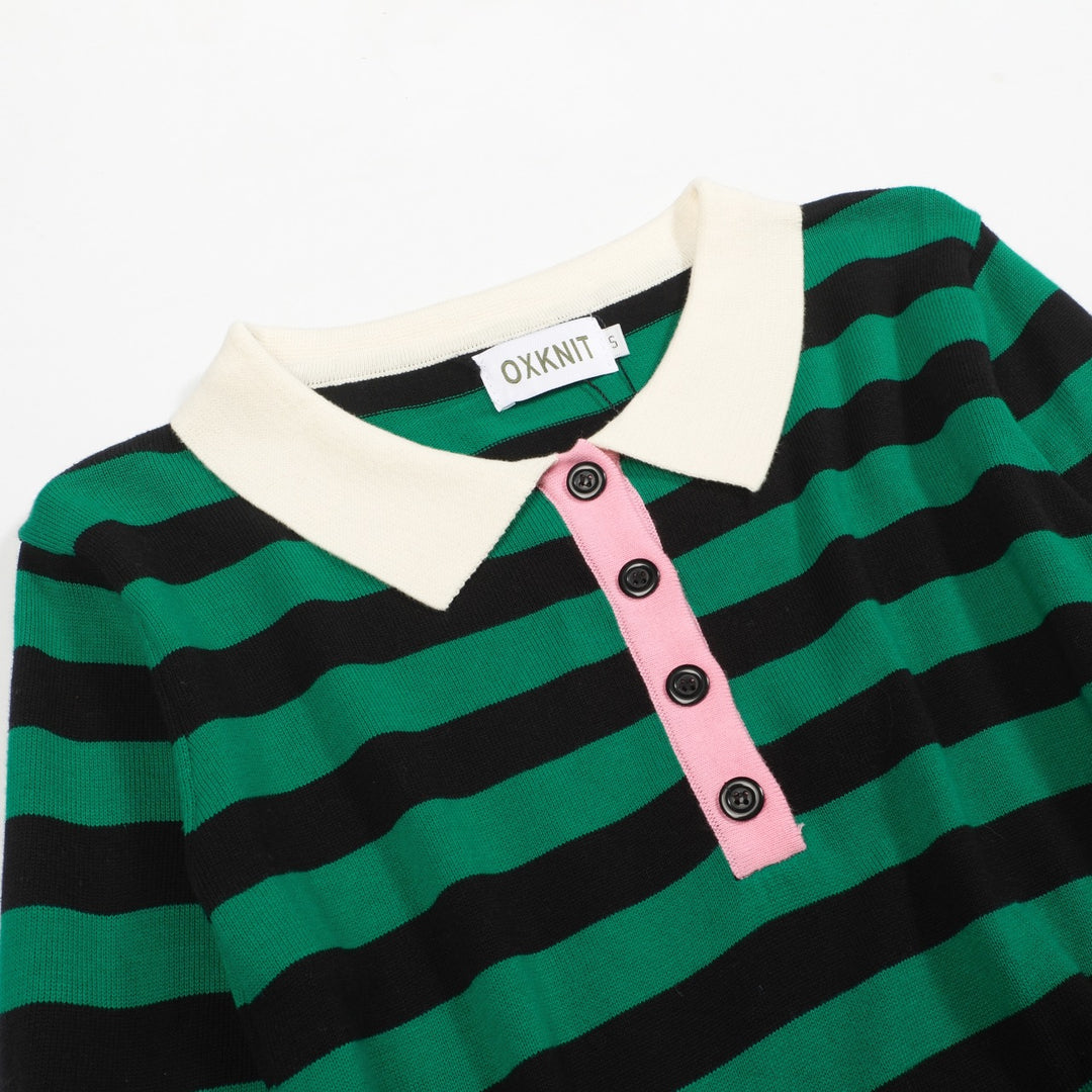 Women's green striped vintage collage knitwear