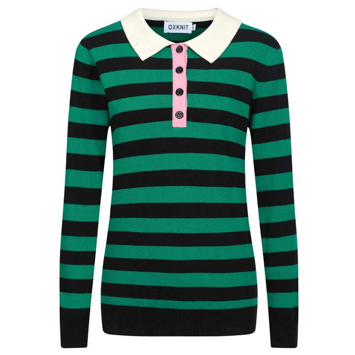 Women's green striped vintage collage knitwear