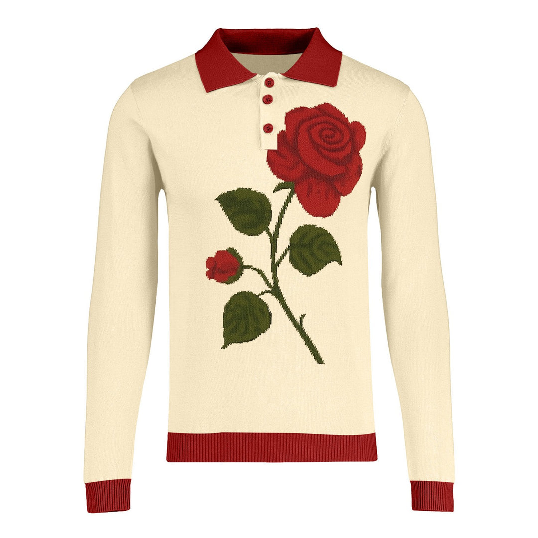 Men's apricot duck art jacquard cardigan