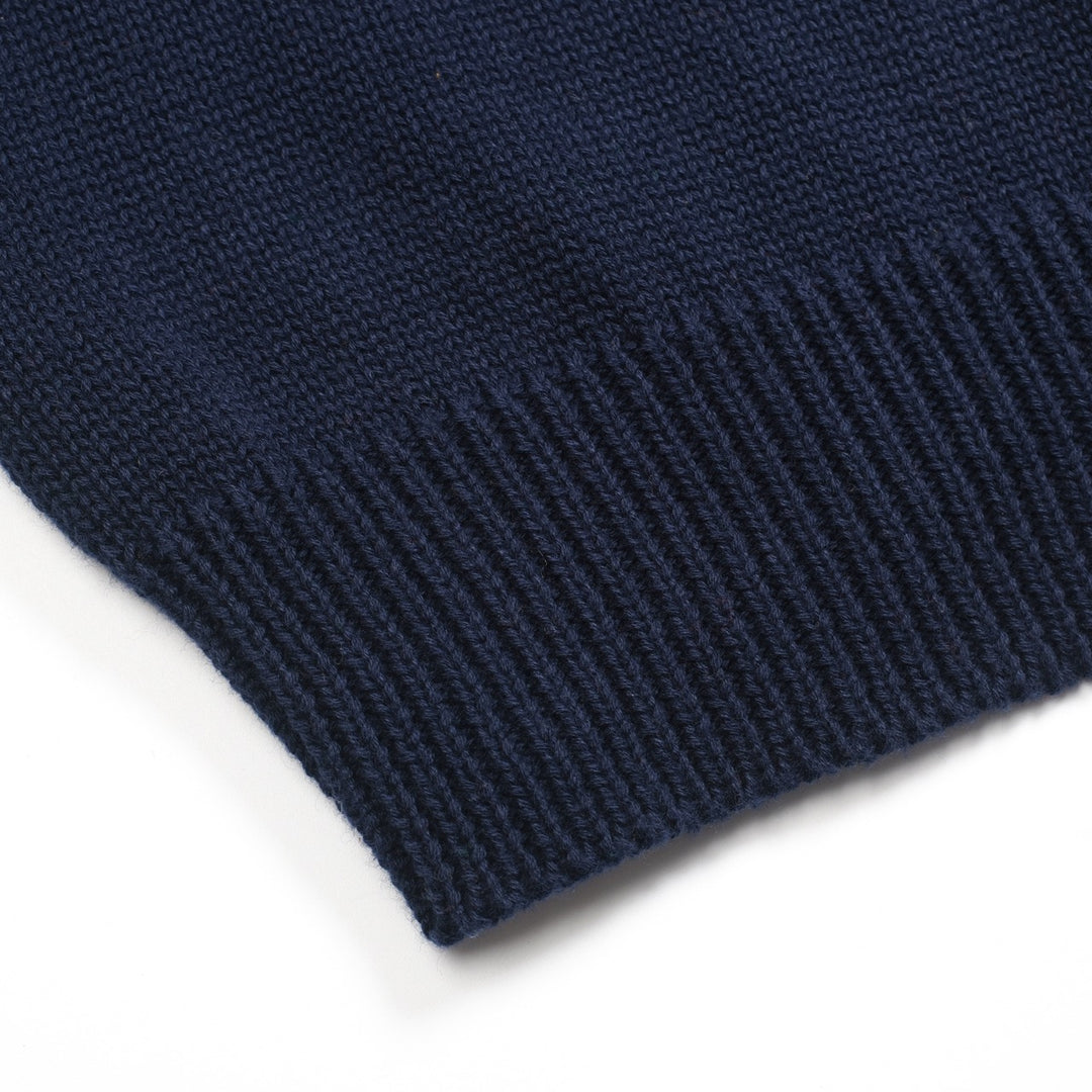 Maglieria da donna con maniche a sbuffo floreale jacquard blu scuro