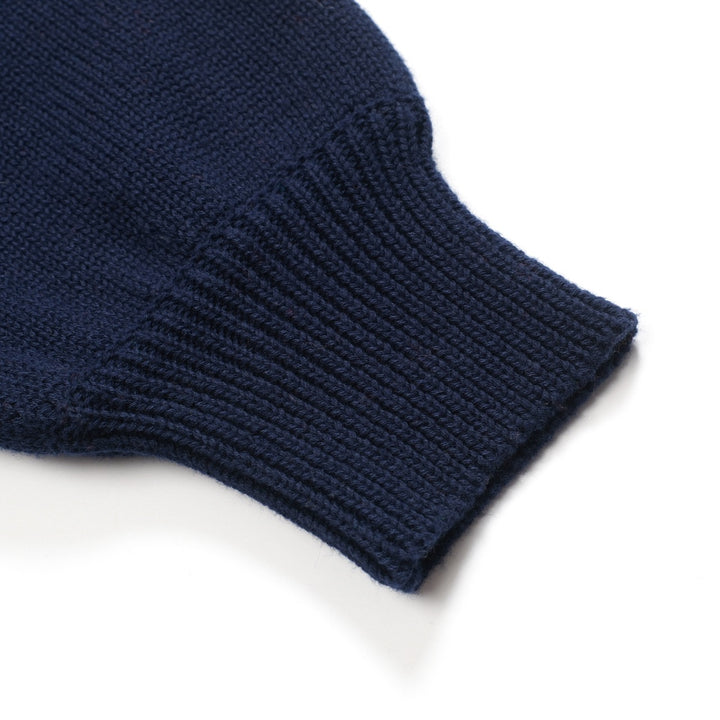 Maglieria da donna con maniche a sbuffo floreale jacquard blu scuro