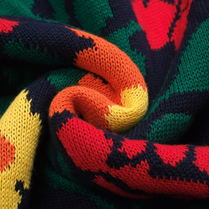 Maglieria da donna con maniche a sbuffo floreale jacquard blu scuro