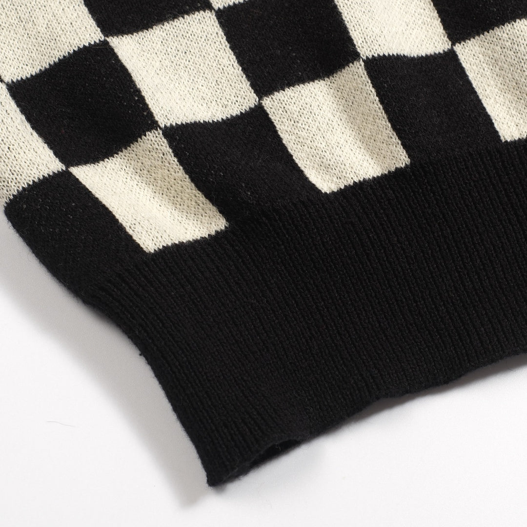 Kvinnors stickade plagg med puffärm i svart solrosjacquard