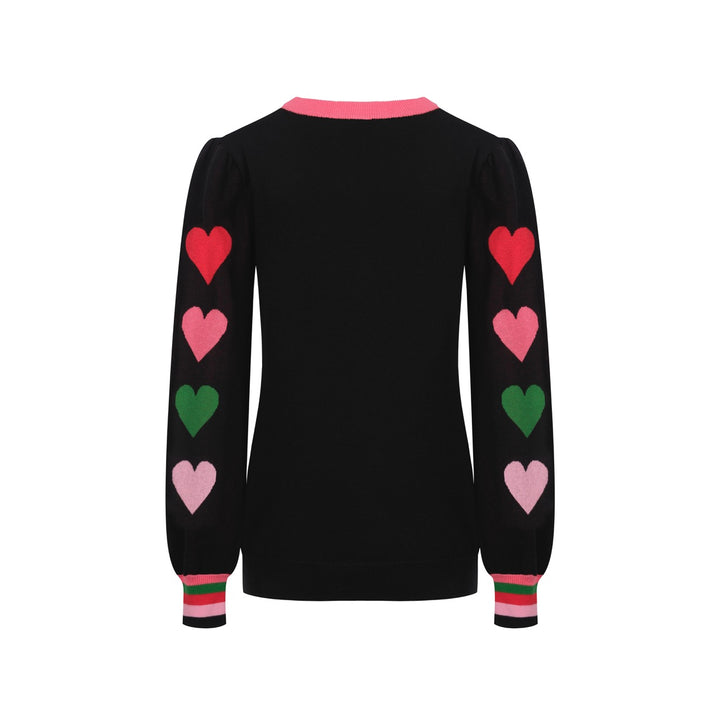 Kvinnors svarta stickade plagg i jacquard bubbelärm