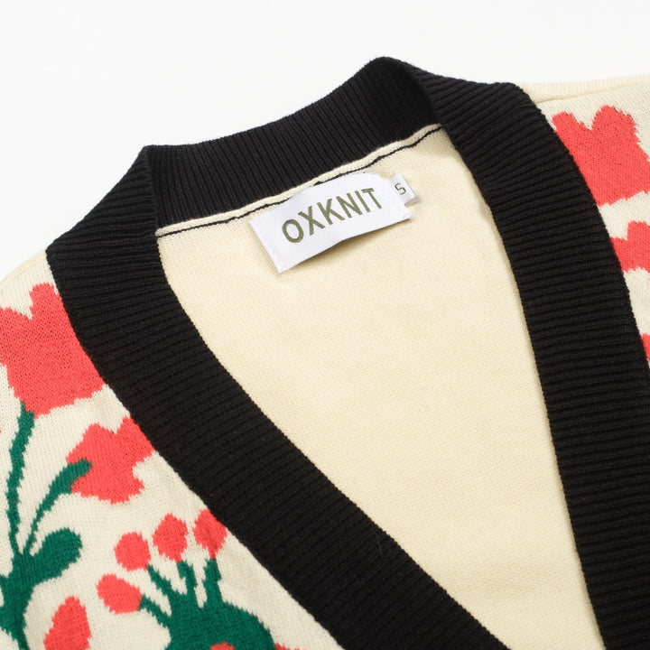 Cardigan da donna in maglia cinque maniche art bianco albicocca