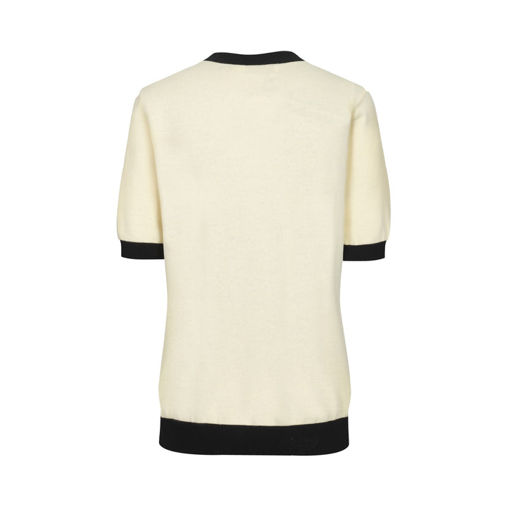 Cardigan da donna in maglia cinque maniche art bianco albicocca