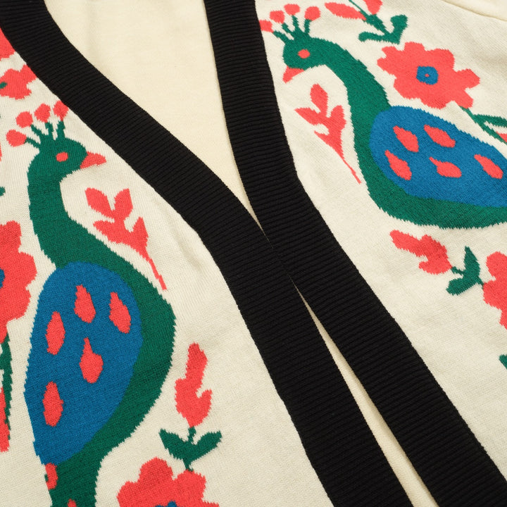 Cardigan da donna in maglia cinque maniche art bianco albicocca