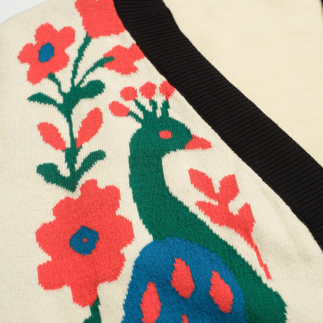 Cardigan da donna in maglia cinque maniche art bianco albicocca