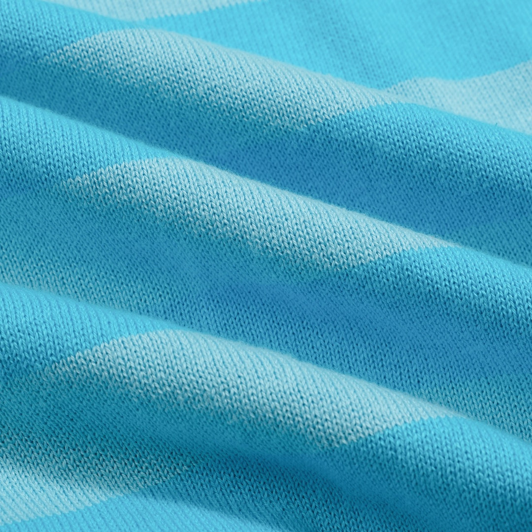 Polo mujer punto Collage manga burbuja azul rayas