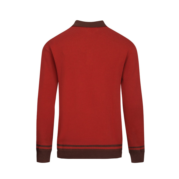 Polo de hombre de punto jacquard animal con estampado de leopardo rojo