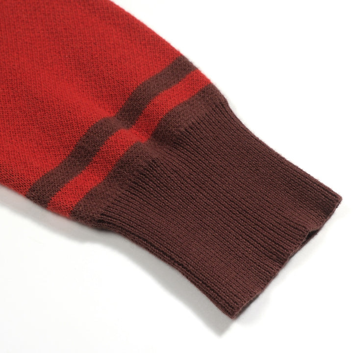 Polo de hombre de punto jacquard animal con estampado de leopardo rojo