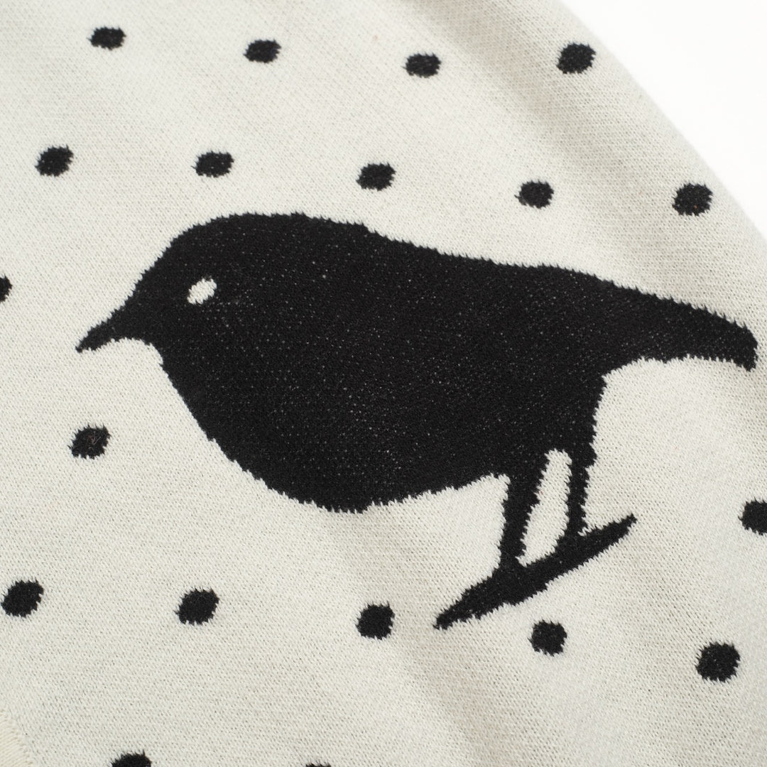 Vitrandig fågelkonstjacka för herr i jacquard