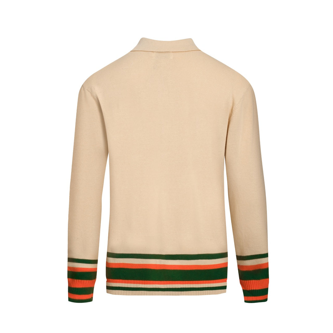 Cárdigan de hombre en jacquard con diseño de pato albaricoque