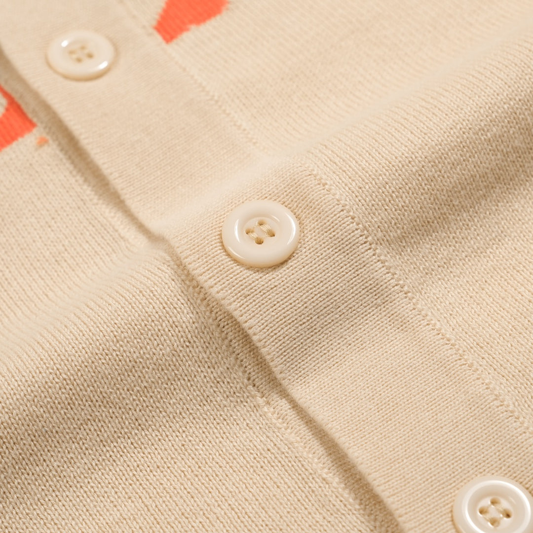 Cárdigan de hombre en jacquard con diseño de pato albaricoque