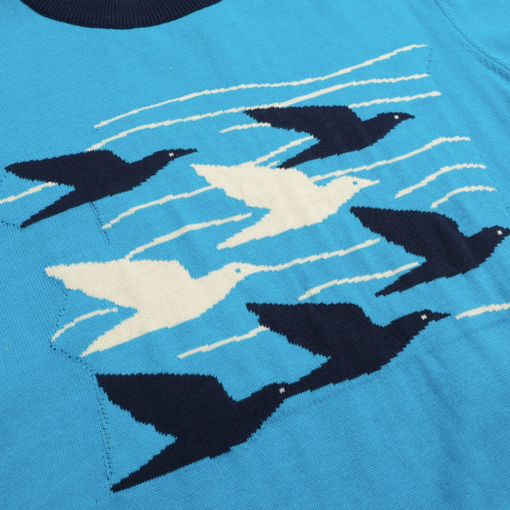 Men's blue Swallow vintage jacquard knit T-shirt