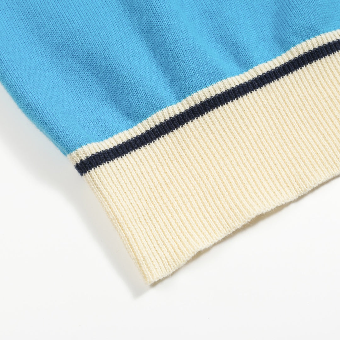 Men's blue Swallow vintage jacquard knit T-shirt