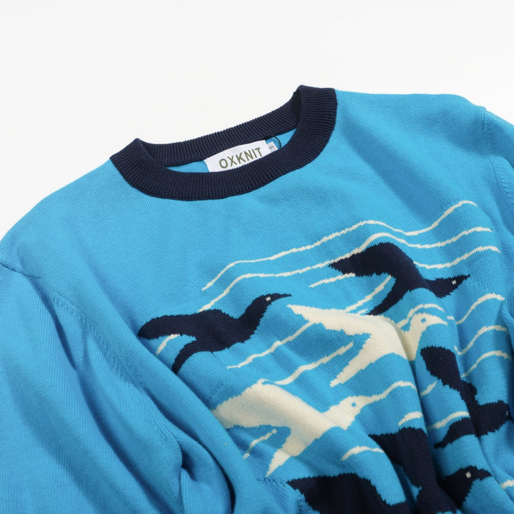 Men's blue Swallow vintage jacquard knit T-shirt