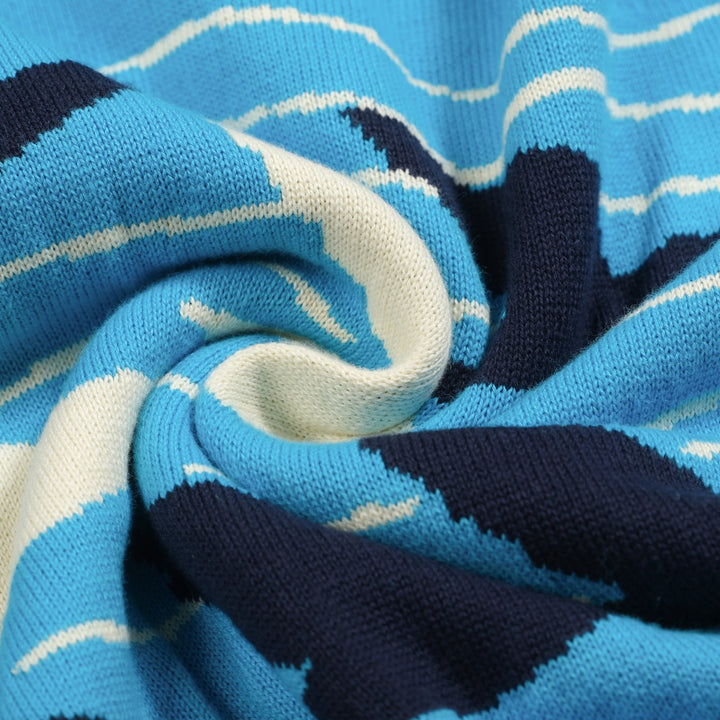 Men's blue Swallow vintage jacquard knit T-shirt