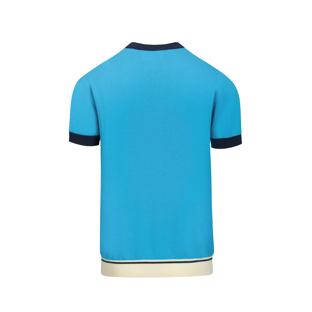 Men's blue Swallow vintage jacquard knit T-shirt