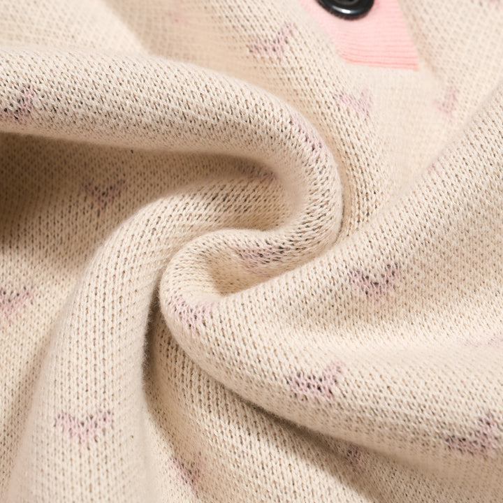 Stickad piképiké med puffärm för kvinnor med prickiga fåglar