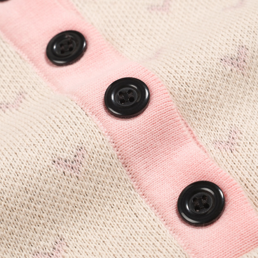 Stickad piképiké med puffärm för kvinnor med prickiga fåglar