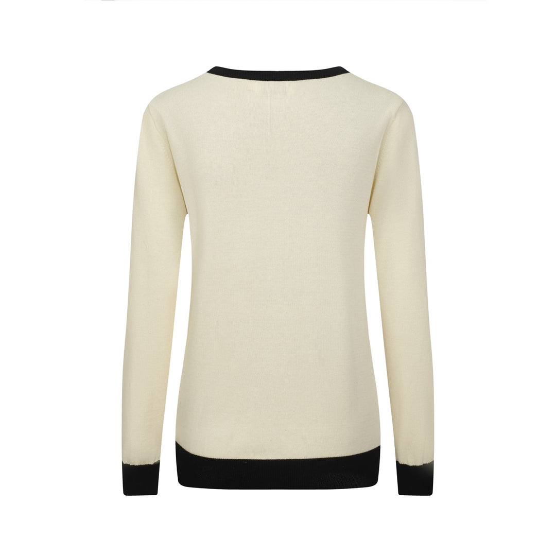 Women's vintage white peacock jacquard knitwear