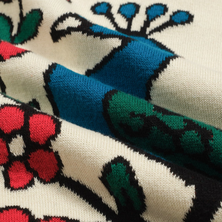 Women's vintage white peacock jacquard knitwear