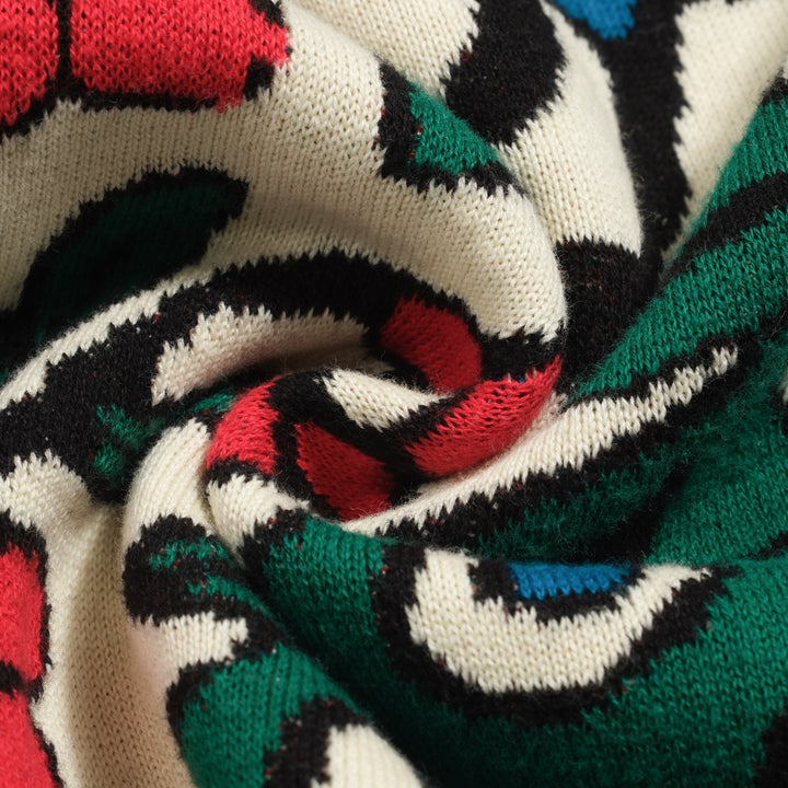 Women's vintage white peacock jacquard knitwear