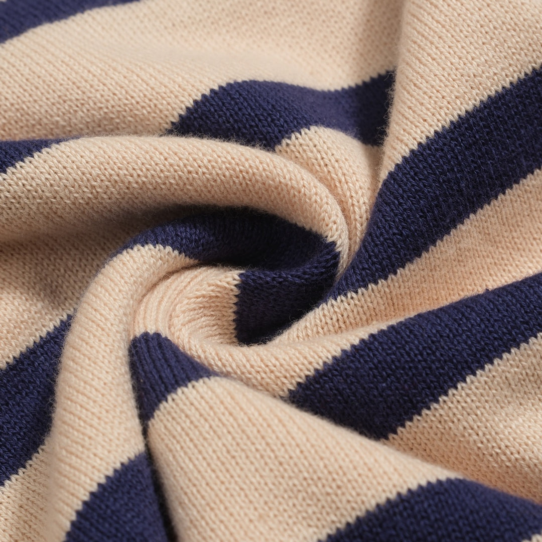 Women's striped vintage embroidered cat knitwear