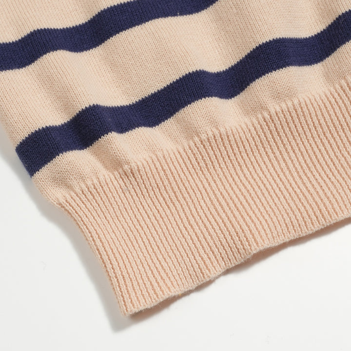 Women's striped vintage embroidered cat knitwear