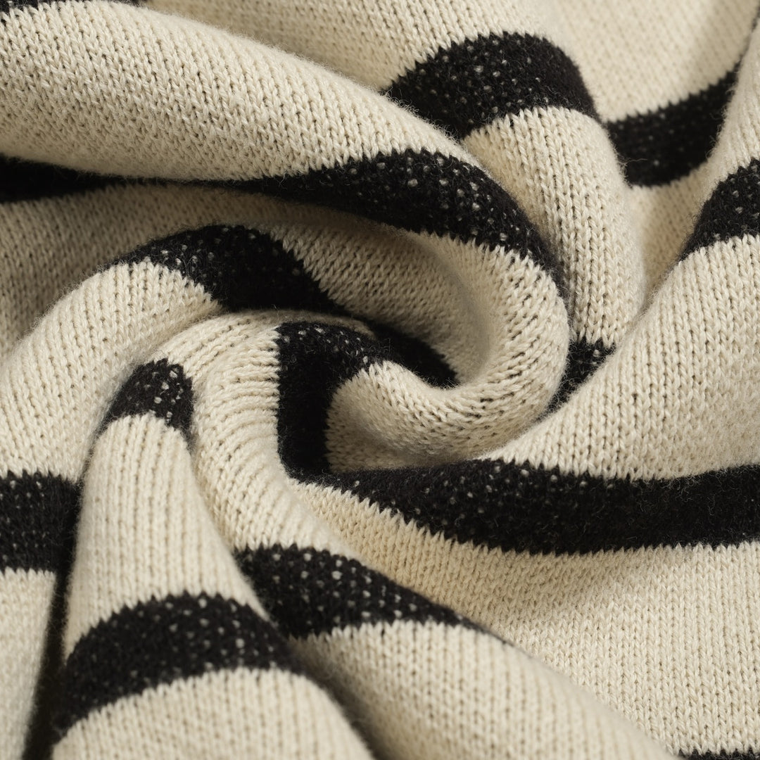 Women's striped bird jacquard vintage knitwear