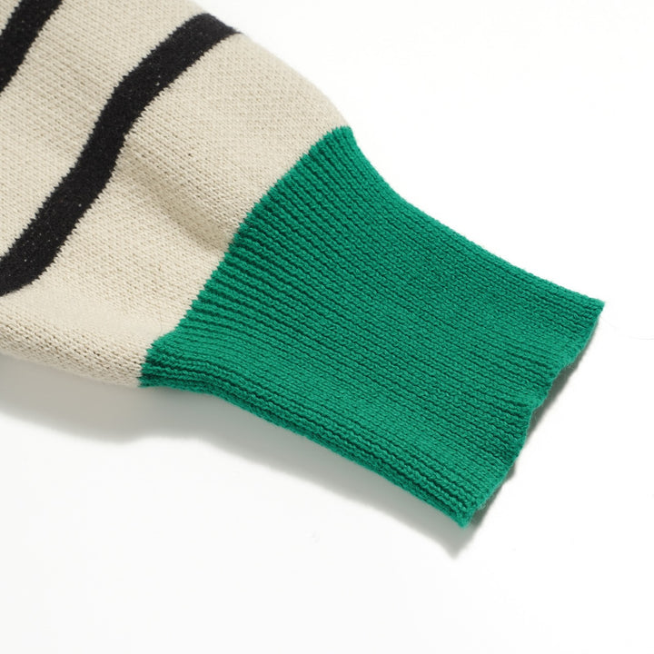 Women's striped bird jacquard vintage knitwear