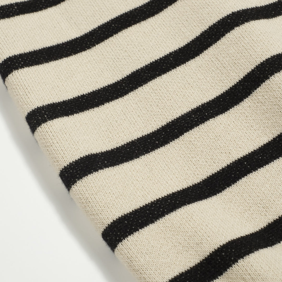 Women's striped bird jacquard vintage knitwear