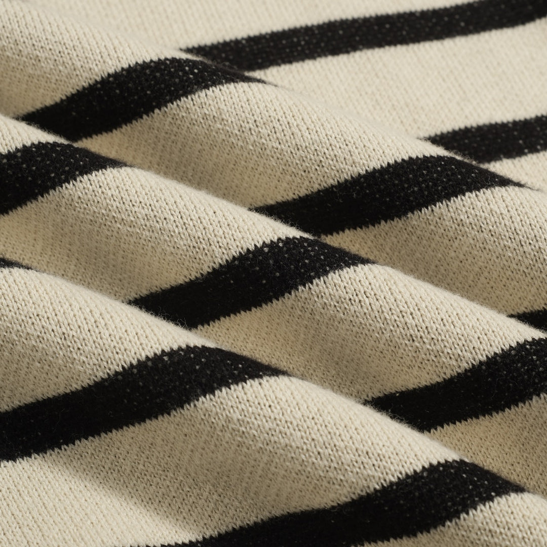 Women's striped bird jacquard vintage knitwear